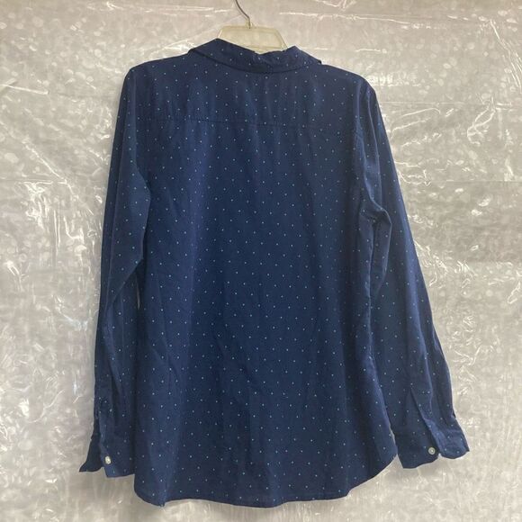 OLD NAVY Women’s Button Up Shirt Blue With Green Polka Dots Size Large - Picture 2 of 6